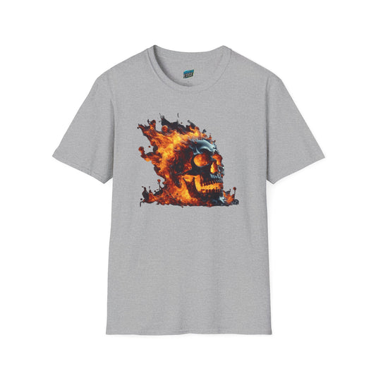 Flaming Skull Horror Men's Basic Softstyle T-Shirt