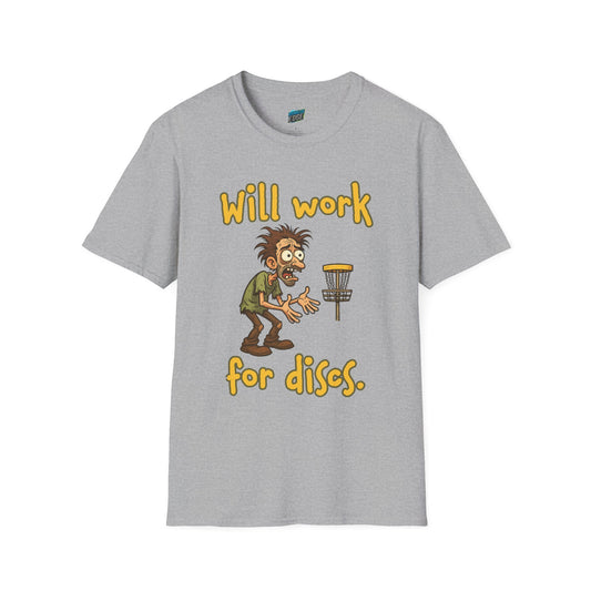 Will Work For Discs Disc Golf Humor Men's Basic T-Shirt