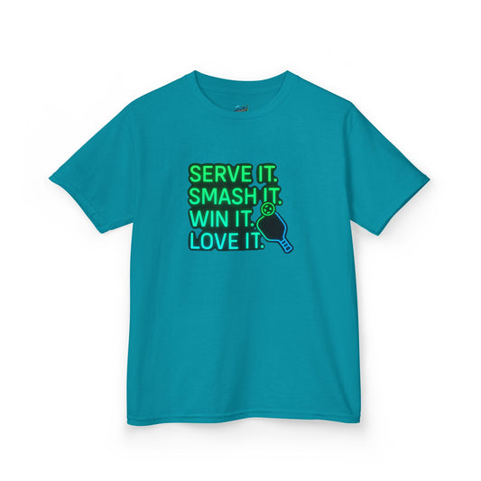 Serve it. Smash it. Win it. Love it. Pickleball Girls' Heavy Cotton T-Shirt