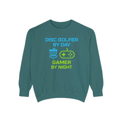 Disc Golfer by Day, Gamer by Night Men's Premium Relaxed Fit Crewneck Sweatshirt