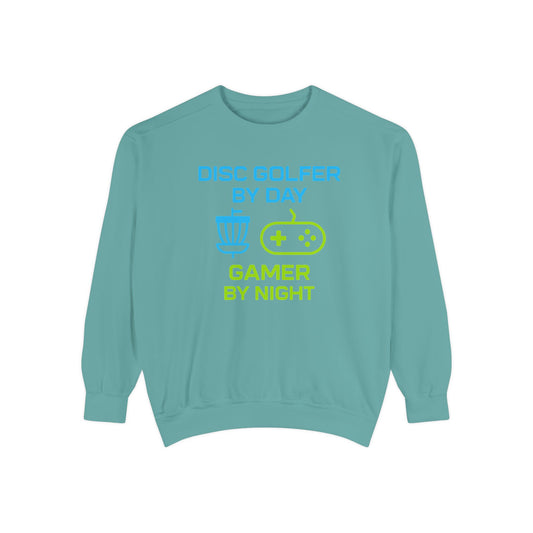 Disc Golfer by Day, Gamer by Night Men's Premium Relaxed Fit Crewneck Sweatshirt
