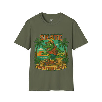 Gator Vibes Skateboarding Edition Men's Basic T-Shirt (Push Your Limits)
