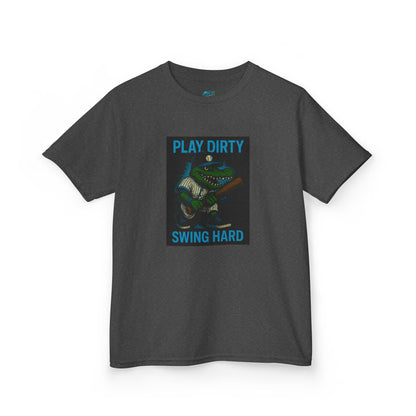 Play Dirty. Swing Hard. Gator Baseball Boys' Heavy Cotton T-Shirt