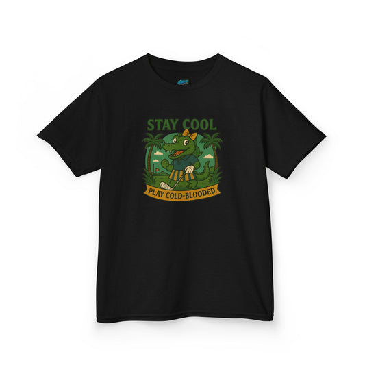 Stay Cool. Play Cold-Blooded Gator Golf Girls' Heavy Cotton T-Shirt