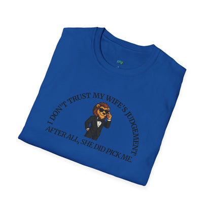 I Don’t Trust My Wife’s Judgement Tuxedo Lion Humor Men's Basic T-Shirt