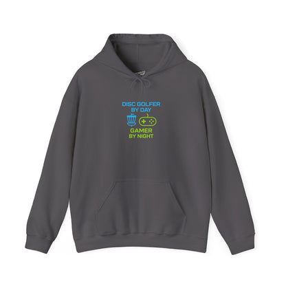 Disc Golfer by Day, Gamer by Night Men's Basic Heavy Blend Pullover Hoodie Sweatshirt