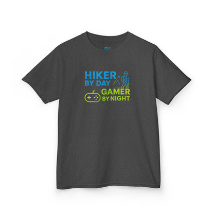 Hiker by Day, Gamer by Night Hiking Girls' Heavy Cotton T-Shirt