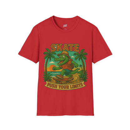 Gator Vibes Skateboarding Edition Men's Basic T-Shirt (Push Your Limits)