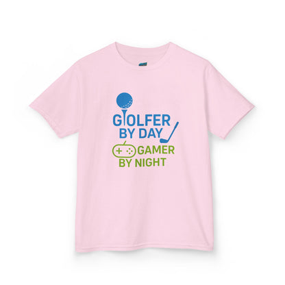 Golfer by Day, Gamer by Night Girls' Heavy Cotton T-Shirt