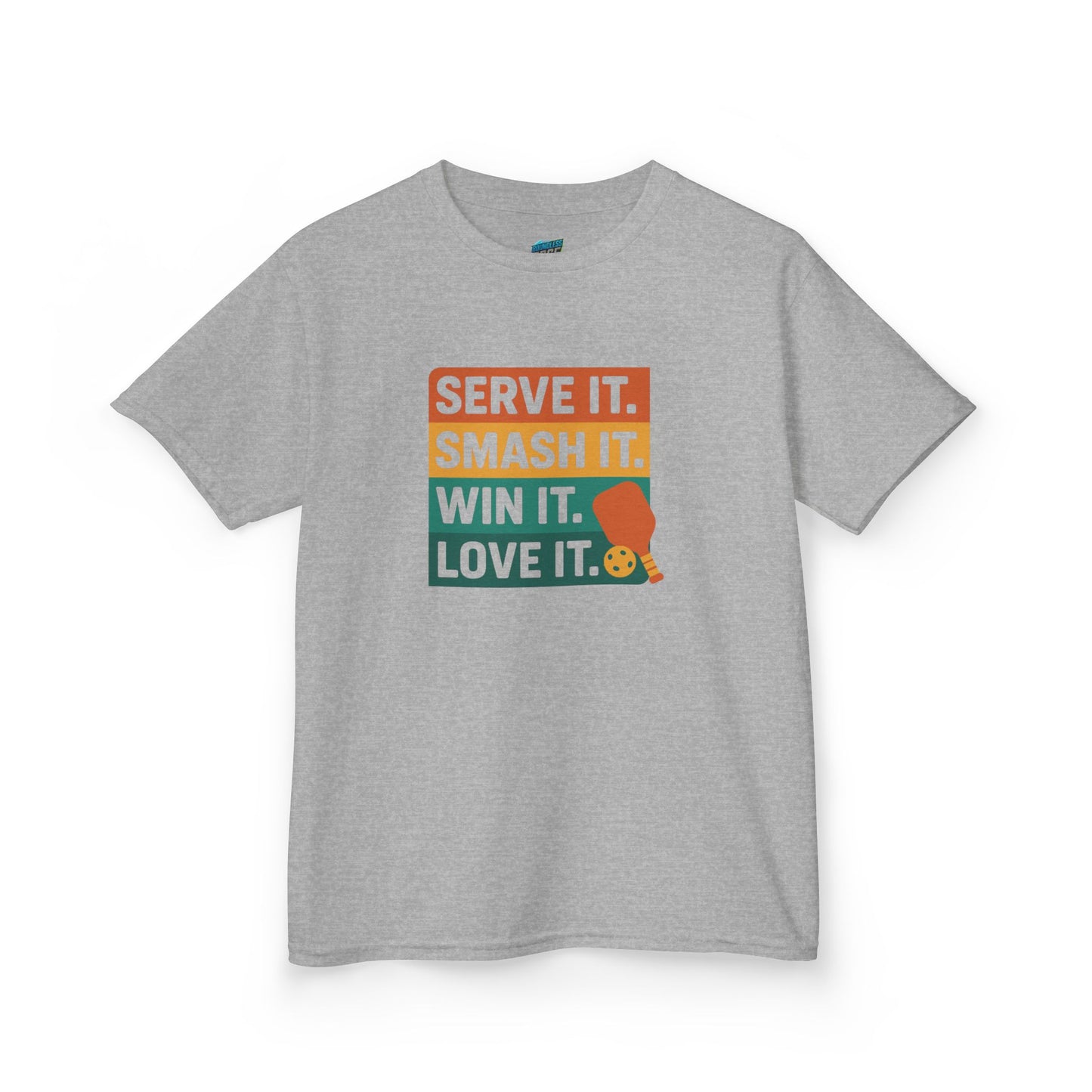 Serve it. Smash it. Win it. Love it. Classic Pickleball Boys' Heavy Cotton T-Shirt