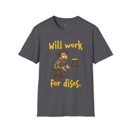 Will Work For Discs Disc Golf Humor Men's Basic T-Shirt