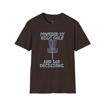 Powered By Disc Golf and Bad Decisions Men's Basic T-Shirt