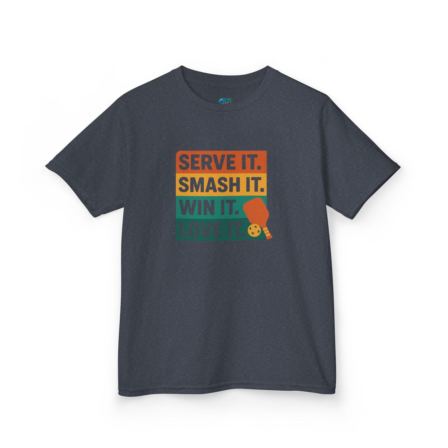 Serve it. Smash it. Win it. Love it. Classic Pickleball Boys' Heavy Cotton T-Shirt