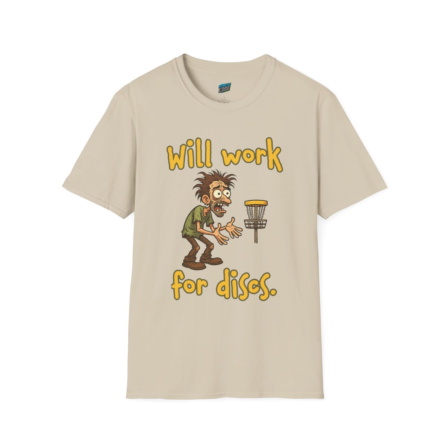 Will Work For Discs Disc Golf Humor Men's Basic T-Shirt