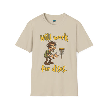 Will Work For Discs Disc Golf Humor Men's Basic T-Shirt