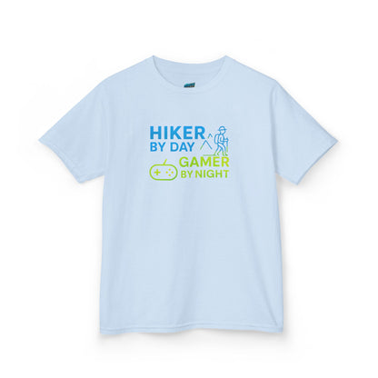 Hiker by Day, Gamer by Night Hiking Girls' Heavy Cotton T-Shirt