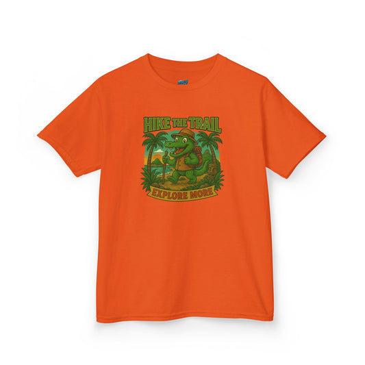 Hike the Trail - Explore More Hiking Gator Boys' Heavy Cotton T-Shirt