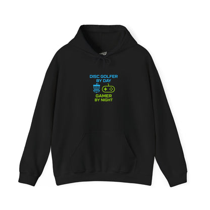 Disc Golfer by Day, Gamer by Night Men's Basic Heavy Blend Pullover Hoodie Sweatshirt