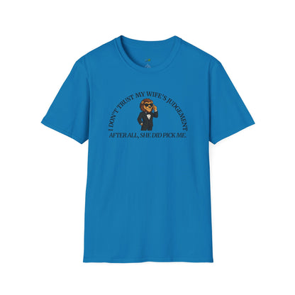 I Don’t Trust My Wife’s Judgement Tuxedo Lion Humor Men's Basic T-Shirt