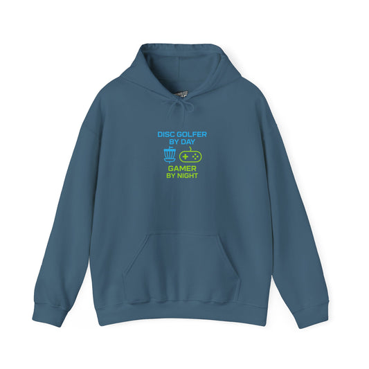 Disc Golfer by Day, Gamer by Night Men's Basic Heavy Blend Pullover Hoodie Sweatshirt