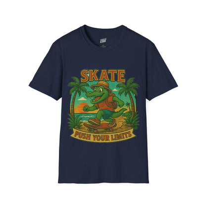 Gator Vibes Skateboarding Edition Men's Basic T-Shirt (Push Your Limits)