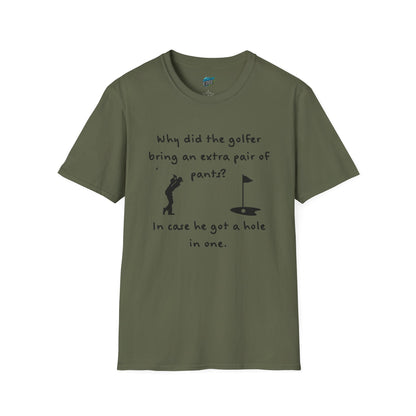 Copy of Why Did the Golfer... Dad Joke Golf Humor Men's Basic T-Shirt