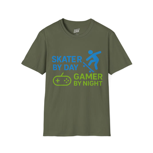 Skater by Day, Gamer by Night Skateboarding Men's Basic T-Shirt