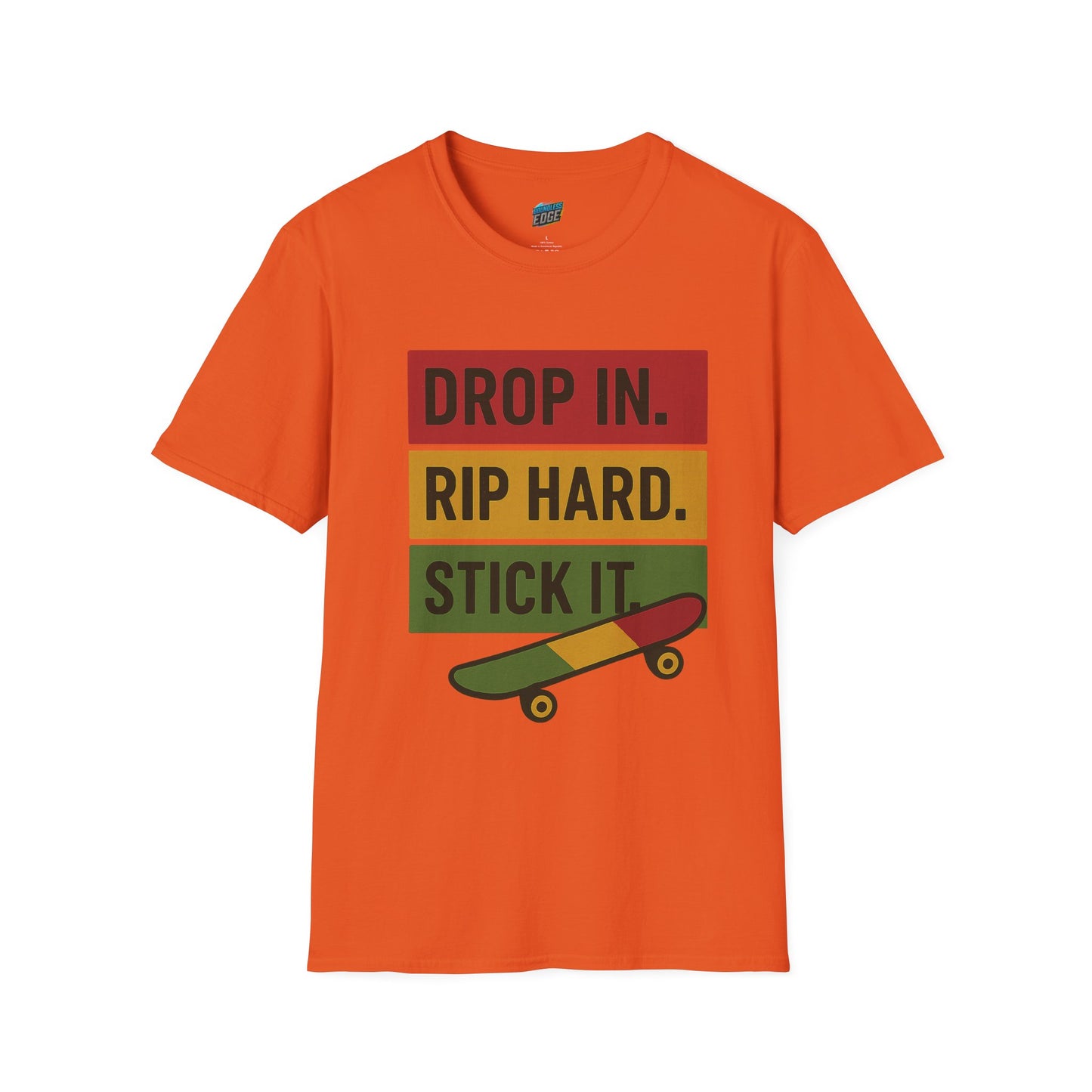 Drop In. Rip Hard. Stick It. Skateboarding Men's Basic T-Shirt