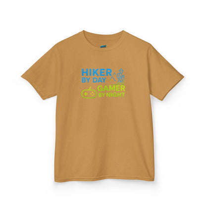 Hiker by Day, Gamer by Night Hiking Girls' Heavy Cotton T-Shirt