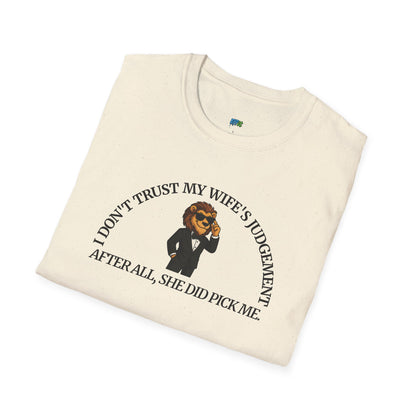 I Don’t Trust My Wife’s Judgement Tuxedo Lion Humor Men's Basic T-Shirt