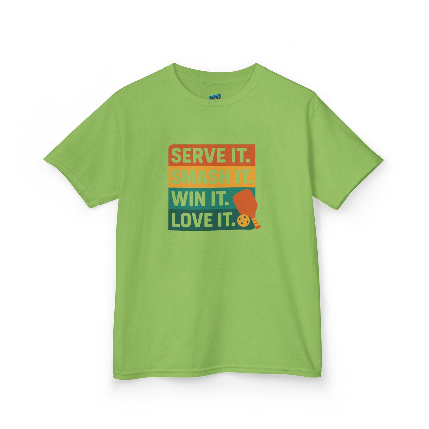 Serve it. Smash it. Win it. Love it. Classic Pickleball Boys' Heavy Cotton T-Shirt