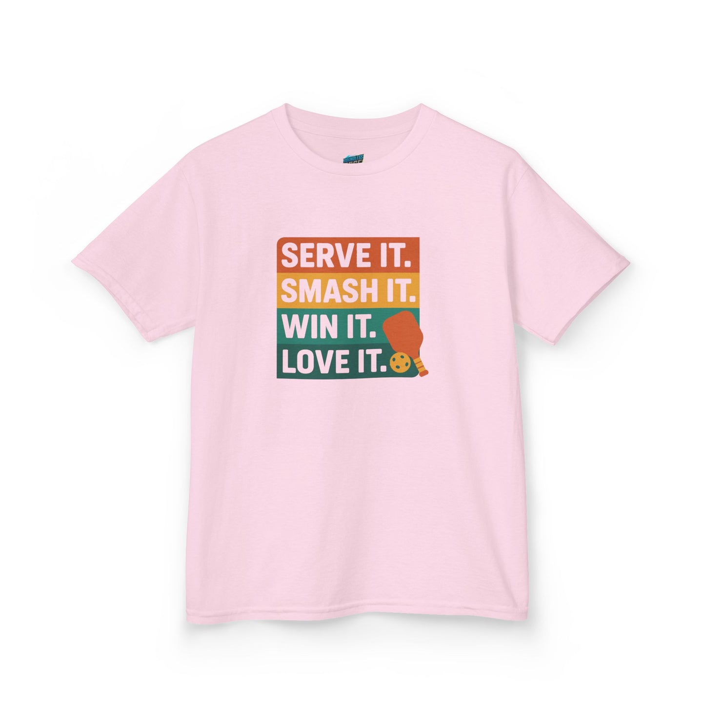 Serve it. Smash it. Win it. Love it. Classic Pickleball Boys' Heavy Cotton T-Shirt