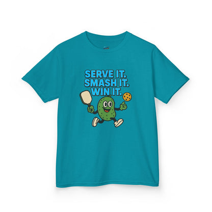 Serve it. Smash it. Win it. Pickleball Boys' Heavy Cotton T-Shirt