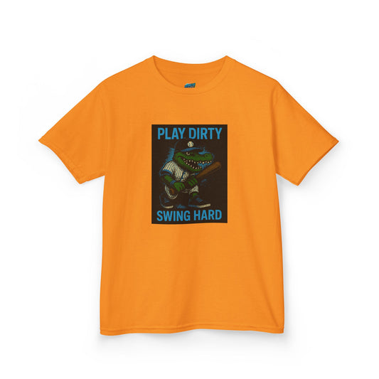 Play Dirty. Swing Hard. Gator Baseball Boys' Heavy Cotton T-Shirt