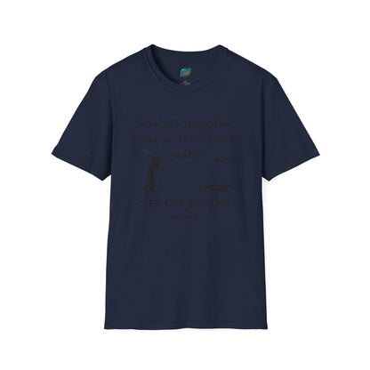 Copy of Why Did the Golfer... Dad Joke Golf Humor Men's Basic T-Shirt