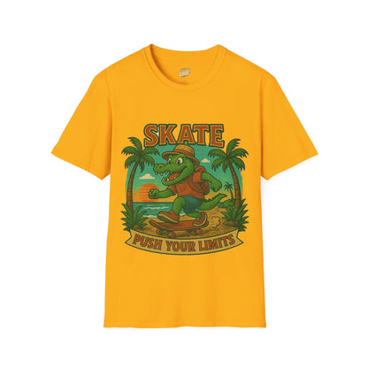 Gator Vibes Skateboarding Edition Men's Basic T-Shirt (Push Your Limits)