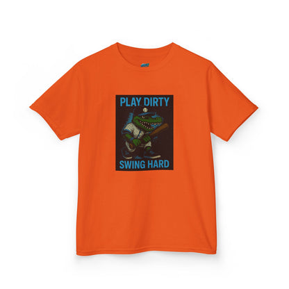 Play Dirty. Swing Hard. Gator Baseball Boys' Heavy Cotton T-Shirt