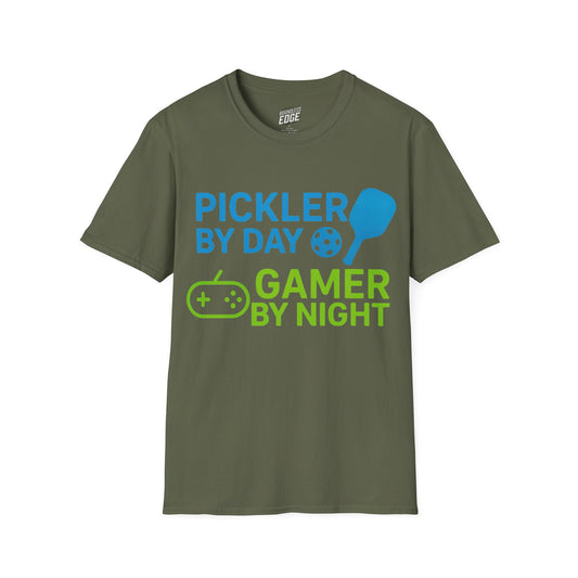 Pickler by Day, Gamer by Night Pickleball Men's Basic T-Shirt