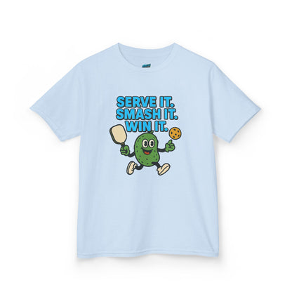 Serve it. Smash it. Win it. Pickleball Boys' Heavy Cotton T-Shirt