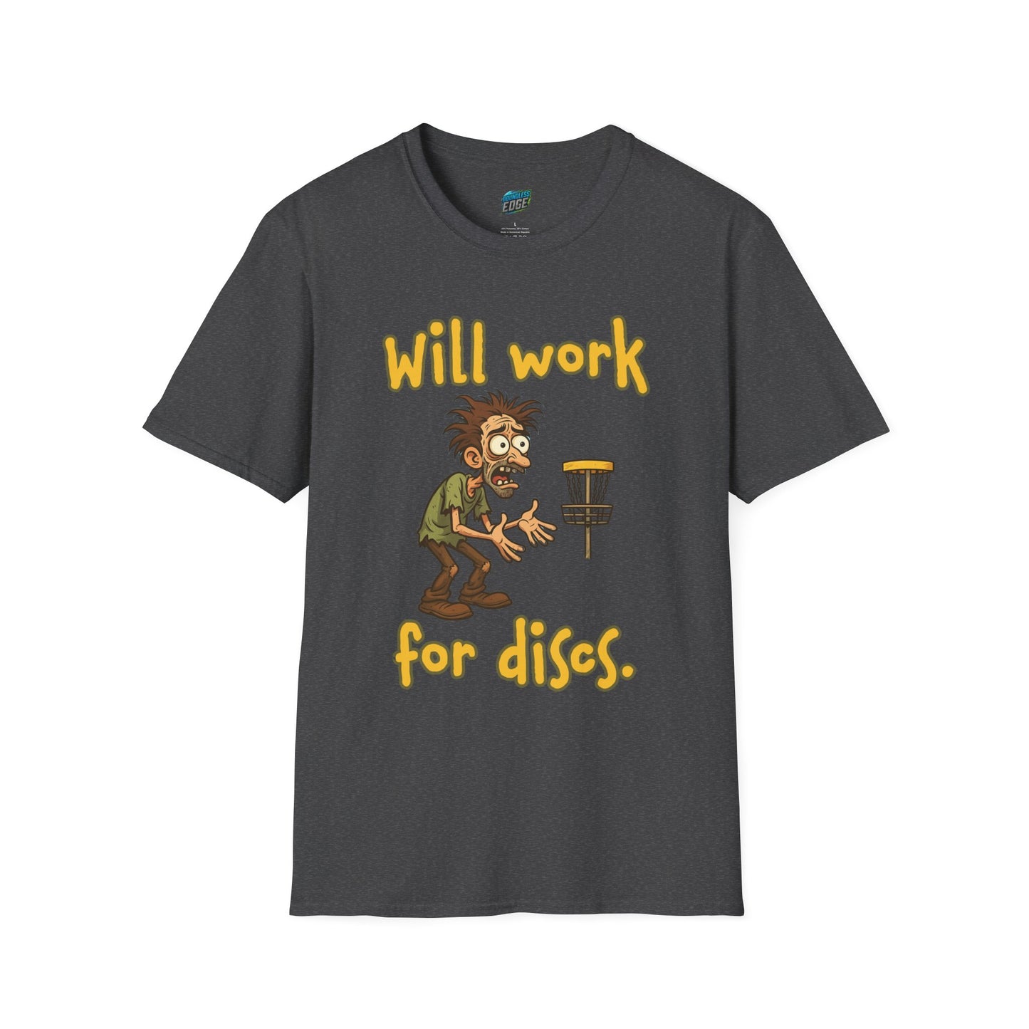 Will Work For Discs Disc Golf Humor Men's Basic T-Shirt