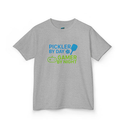Pickler by Day, Gamer by Night Pickleball Girls' Heavy Cotton T-Shirt