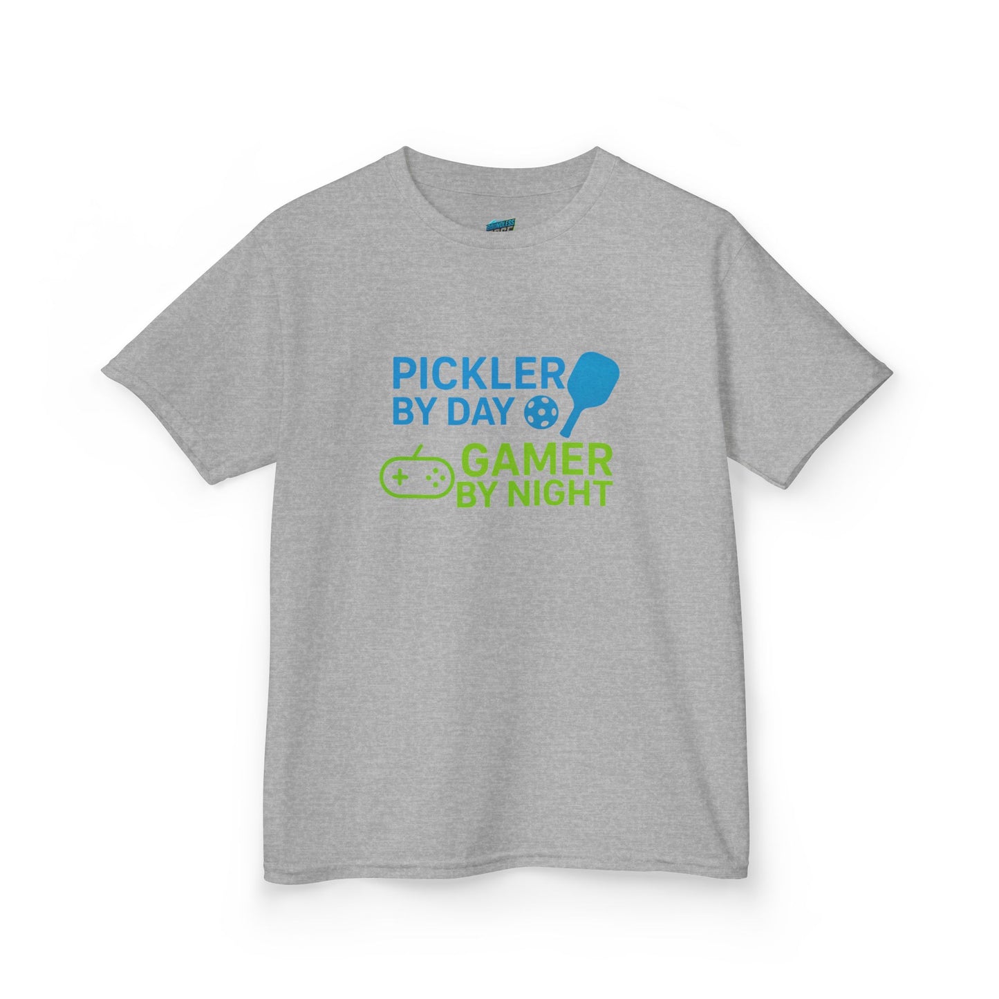 Pickler by Day, Gamer by Night Pickleball Boys' Heavy Cotton T-Shirt