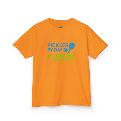 Pickler by Day, Gamer by Night Pickleball Girls' Heavy Cotton T-Shirt