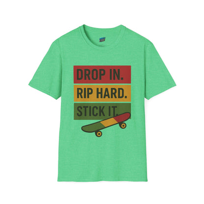 Drop In. Rip Hard. Stick It. Skateboarding Women's Basic T-Shirt