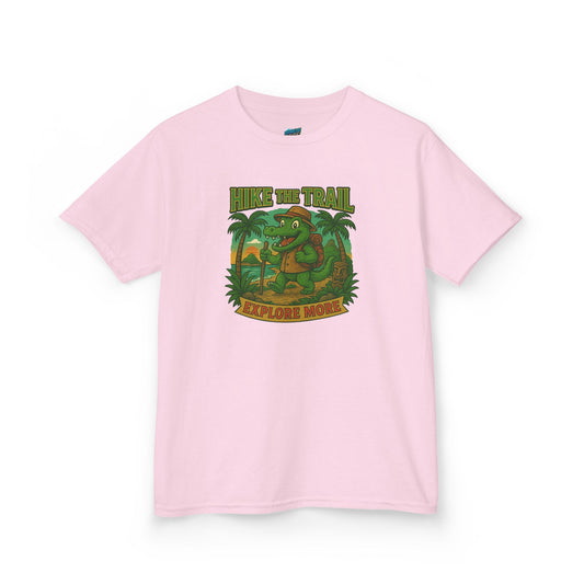 Hike the Trail - Explore More Hiking Gator Girls' Heavy Cotton T-Shirt
