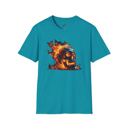 Flaming Skull Horror Men's Basic Softstyle T-Shirt