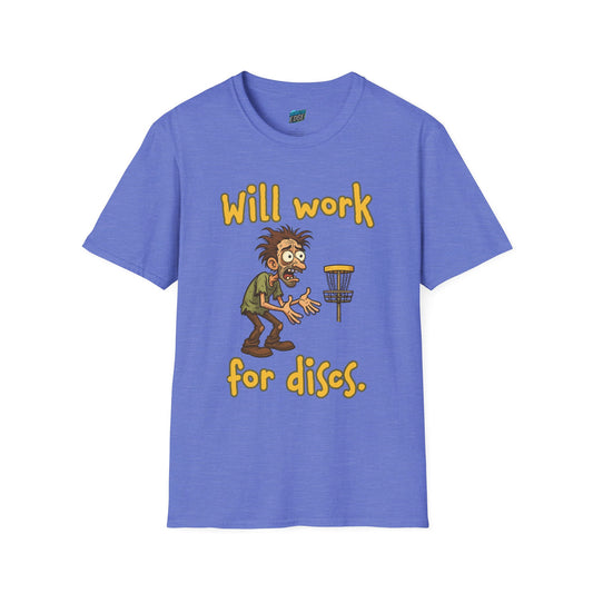 Will Work For Discs Disc Golf Humor Men's Basic T-Shirt