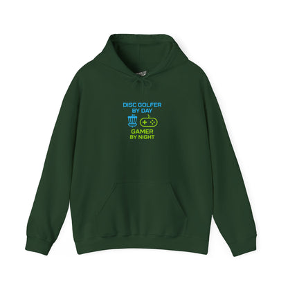 Disc Golfer by Day, Gamer by Night Men's Basic Heavy Blend Pullover Hoodie Sweatshirt