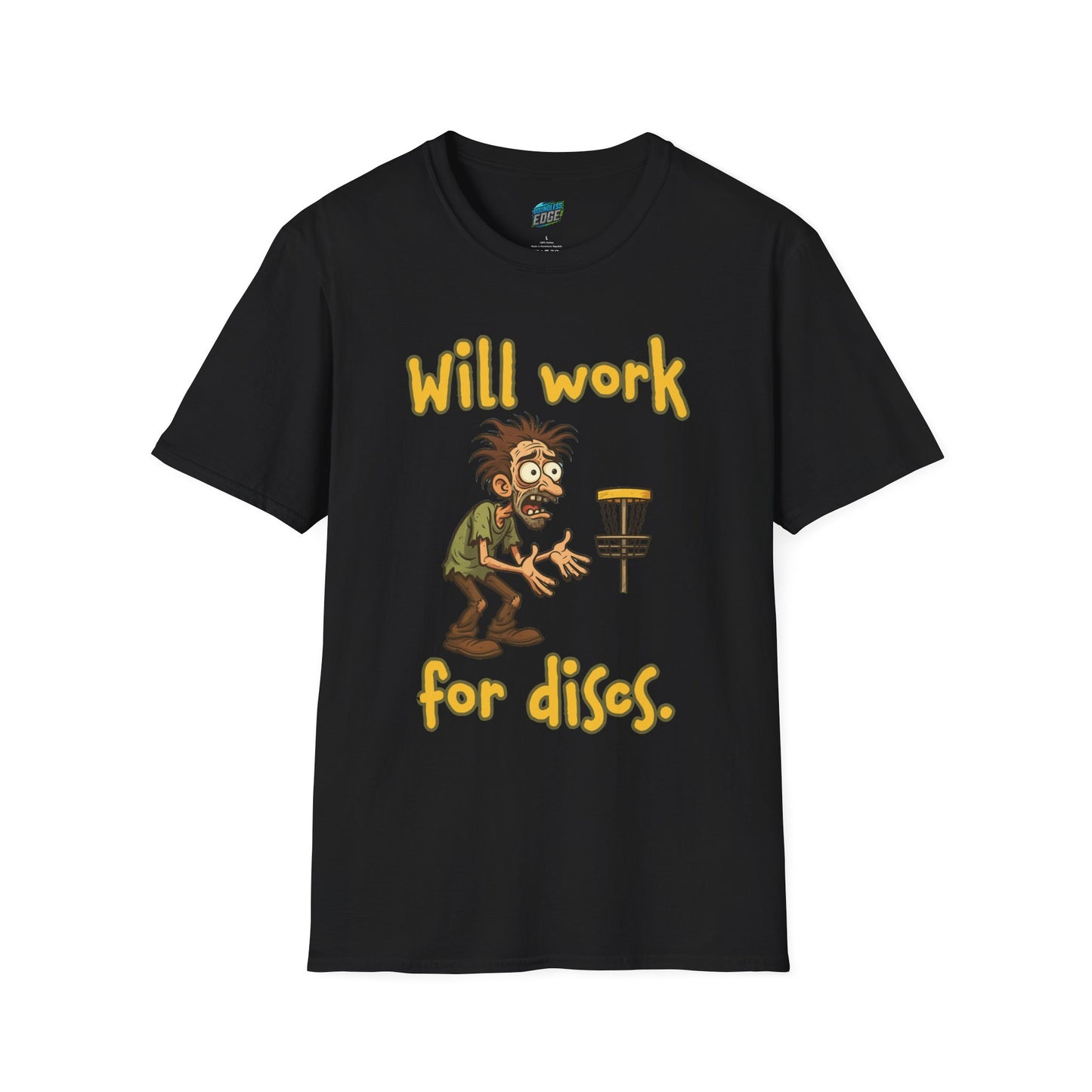 Will Work For Discs Disc Golf Humor Men's Basic T-Shirt