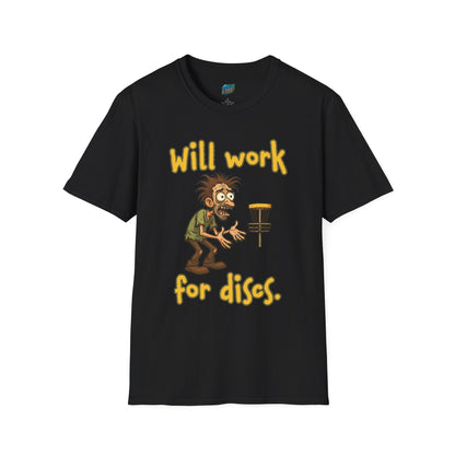 Will Work For Discs Disc Golf Humor Men's Basic T-Shirt